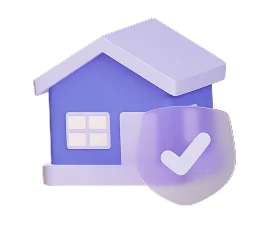 House icon with a verification shield, symbolising housing credit protection with secure guarantee
